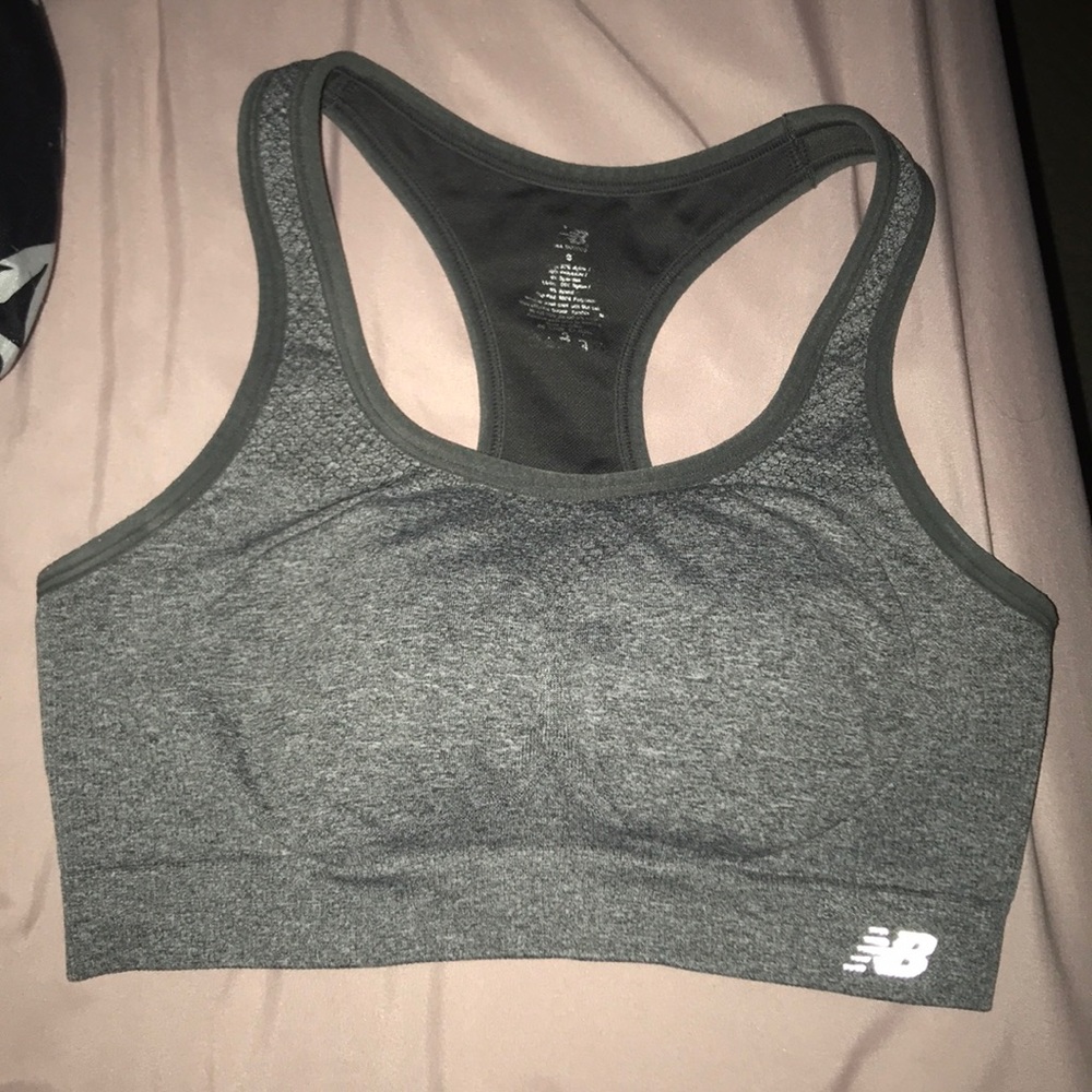 new balance gray sports bra